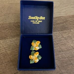 Dorothy Ann Yellow Rose pierced Earrings NWOT